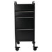 Black Monti metal salon trolley with four drawers front view