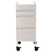 White Monti metal salon trolley with four drawers front view