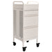 Side view of white professional metal salon trolley