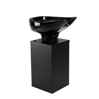 Oasis black ceramic pedestal shampoo unit for barbershops and salons