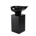 Oasis black ceramic pedestal shampoo unit for barbershops and salons