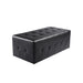 Angled view of black medium ottoman suitable for barbershops