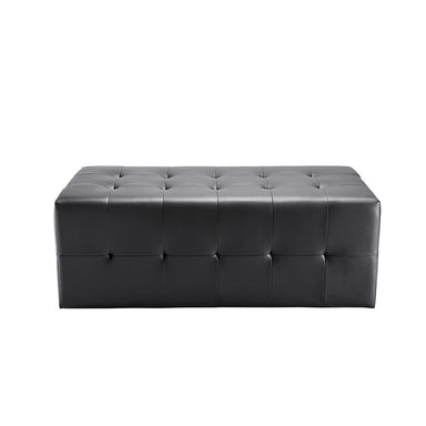Black professional salon ottoman with tufted commercial vinyl