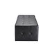 Side profile of black vinyl ottoman designed for professional salons