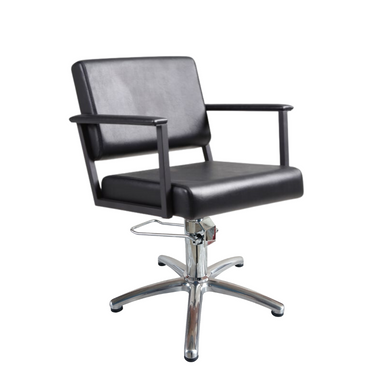 Black professional salon styling chair with alloy 5 star base