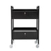 Black professional 2 drawer salon trolley with compact design and castor