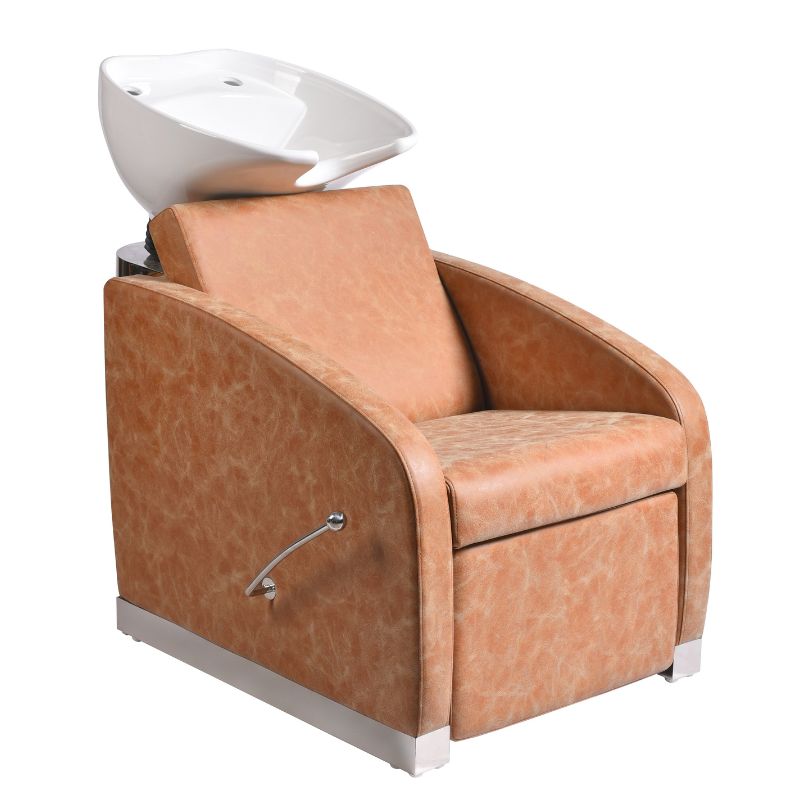 Professional shampoo unit with tilting ceramic basin and ergonomic seating for Australian hair salons – The Salon Spot