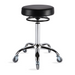 Black professional round salon stool with chrome base and adjustable height