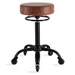 Rose vinyl round salon stool with black base