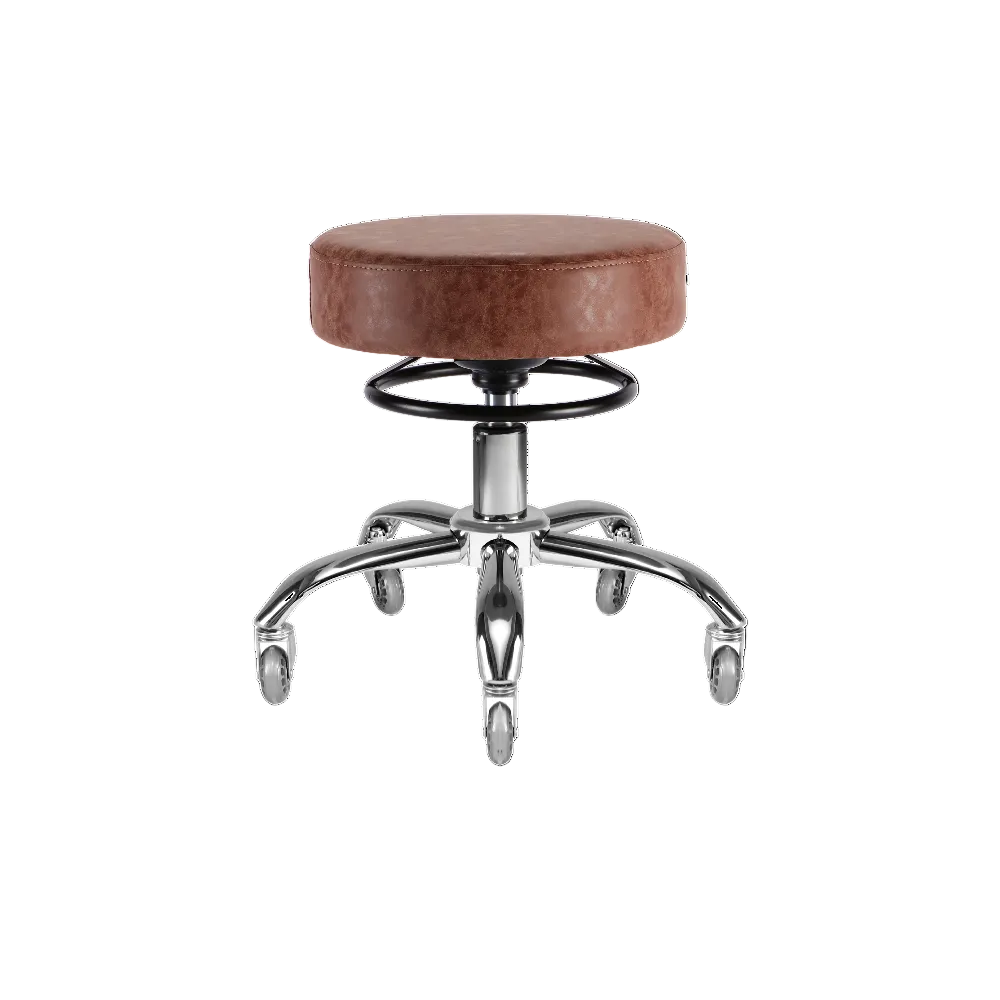 Rose round salon stool with chrome PEDI base