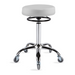 White round salon stool with chrome base suitable for beauty clinics