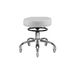 White round salon stool with chrome PEDI base for beauty clinics