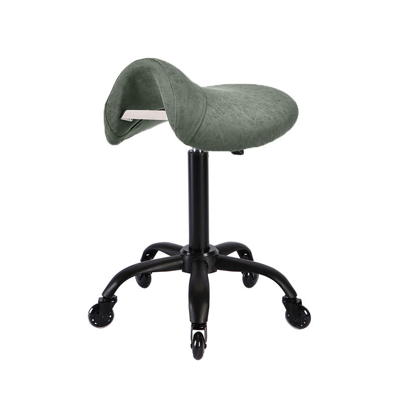 Agave saddle stool with black base for salon and clinic use