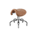 Desert saddle stool with chrome PEDI base for beauty clinics