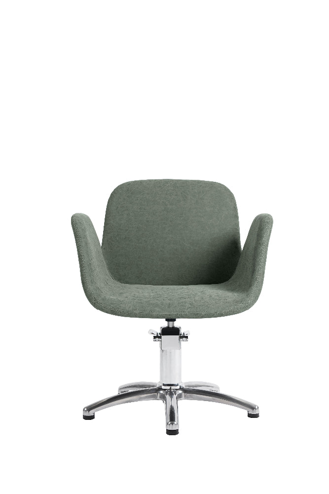 Agave salon styling chair front view with chrome five star base