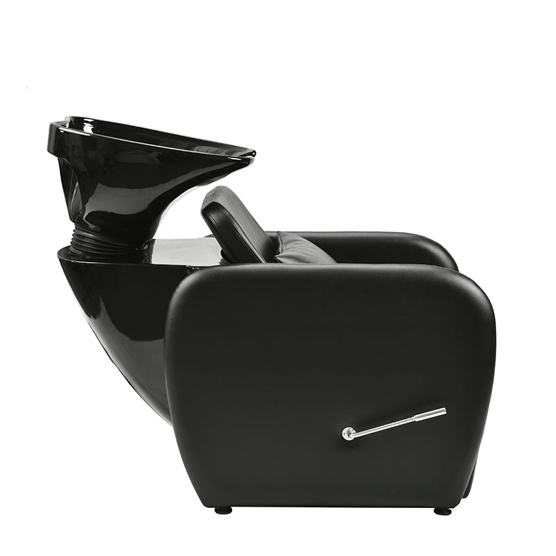 Side view of black Violeta salon backwash unit