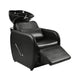 Black Violeta shampoo unit with extended footrest for client comfort