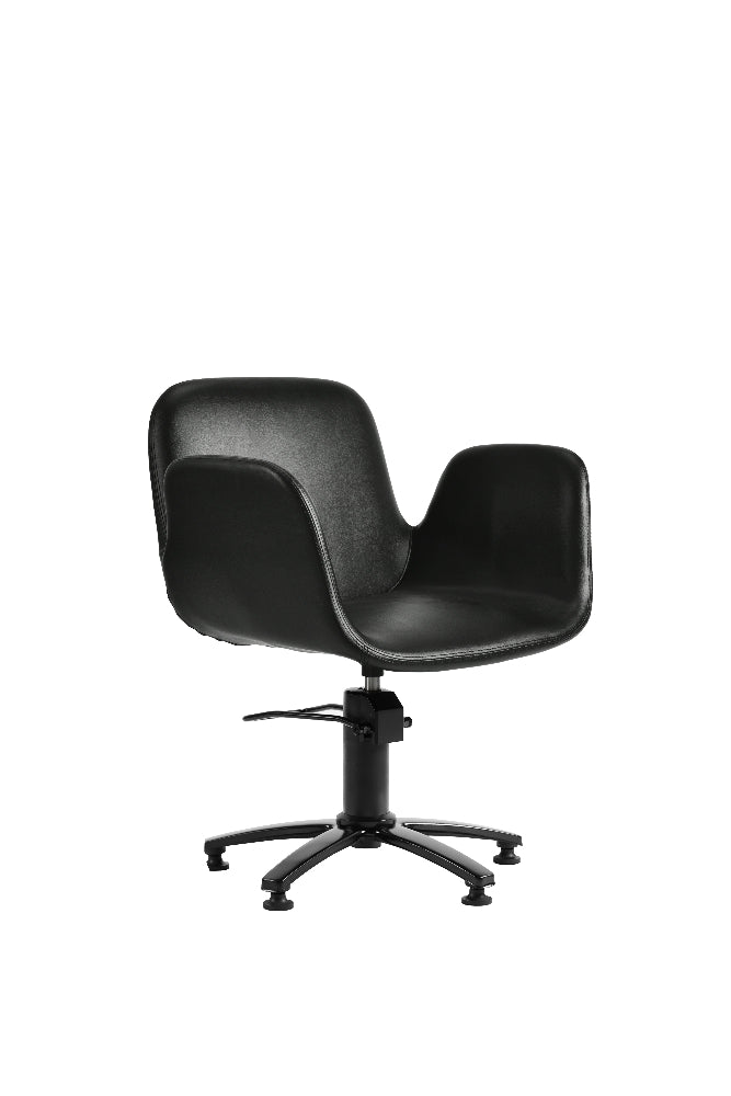 Black professional styling chair with five star black base