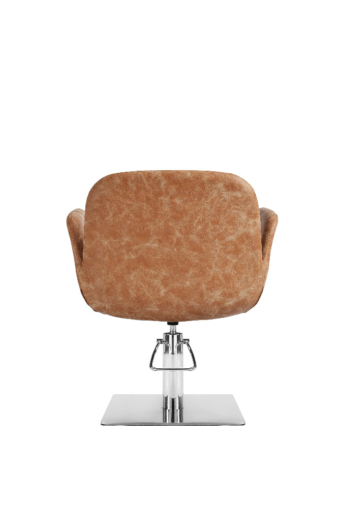 Rear view of desert styling chair with square chrome base