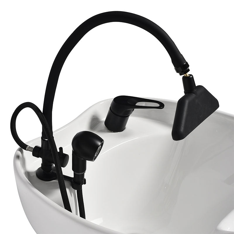 Waterfall headspa showing flexible arm design for easy switching between hand shower and waterfall function